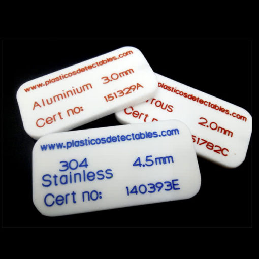 Patrón de calibración tipo tarjeta rígida PTFE Plasticos Detectables
