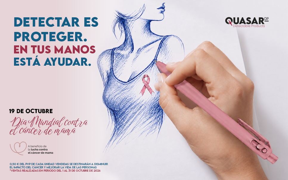 Octubre Rosa 2026: vuelve el bolígrafo detectable rosa de QUASAR.